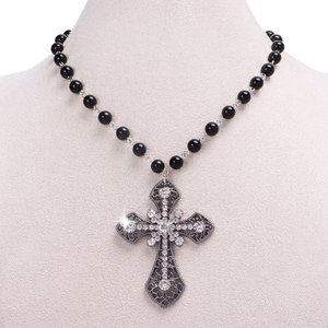 Collar de Perlas Cruzadas con Diseño Geométrico y Engaste de Aleación de Zinc, Joyería de Fiesta, Gargantilla para Mujer - Product Image 1