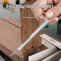 Kit de Scalpels à Manche en Plastique Antidérapant Gravé, 1 Couteau à Sculpture, 11 Lames en Acier Inoxydable, Couteau d'Artisanat DIY, OEM