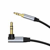 Câble audio TRS 3,5 mm mâle à mâle coudé, gaine tressée en nylon, conducteur en cuivre pur – Portable pour casques audio