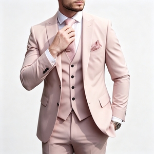 Traje de <span class=keywords><strong>Hombre</strong></span> de <span class=keywords><strong>3</strong></span> <span class=keywords><strong>Piezas</strong></span> Rosa de Lujo Personalizado de Fábrica OEM ODM, Chaqueta, Chaleco y Pantalones Ajustados, <span class=keywords><strong>Terno</strong></span> Formal para Ocasiones Especiales - Product Image 1