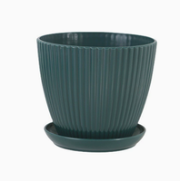 Pots de plantes décoratifs en résine côtelée avec soucoupe, pot de fleurs en plastique léger multicolore pour plantes succulentes, fleurs, balcon