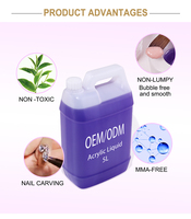 Monomère liquide acrylique violet EMA à marque privée avec effet holographique et séchage rapide pour système de poudre acrylique pour ongles de luxe