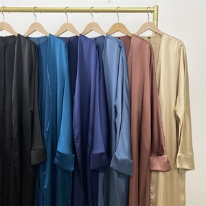 1439# Satin Modest Latest Abaya Split Design Open Cuff Shiny Line <b>Print</b> Classy Muslim <b>Islamic</b> Arabic Popular Abaya 2025 - Product Image 6