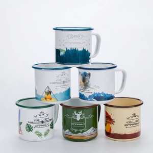 Tasses promotionnelles émaillées imprimées pour les fêtes, avec logo personnalisé, collection de tasses métalliques pour le camping, cadeau d'hiver - Product Image 2