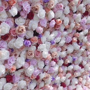 Décorations de fête pour le <span class=keywords><strong>1er</strong></span> anniversaire et la Quinceañera, fleurs artificielles violettes, rouleau mural de fleurs blush, fond de 8x8 pour la photographie - Product Image 5