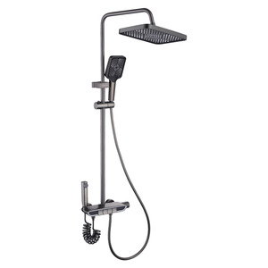 Shower Set Square Rain Shower Head With <b>Handheld</b> Sprayer Thermostatic Control Corrosion Prevention - Product Image 1