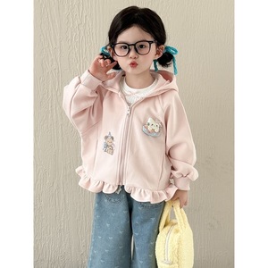 Child Star Circle Girls Hooded Coat Spring Autumn Cute Cotton Outerwear For Kids - Product Image 4