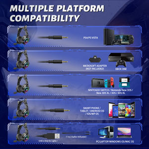 Audífonos ONIKUMA K9 con Orejas de Gato Negras, Audífonos para Juegos con Cable, Estéreo, con Micrófono y Luz LED para Computadora Portátil/PS4/Control de Xbox One - Product Image 4