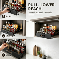 Étagère à Épices Pliable Moderne pour Armoire de Cuisine, Organisateur de Tiroir à Épices Robuste en Acier Carbone pour Rangement de Garde-Manger de Cuisine OEM