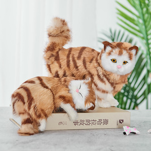 <span class=keywords><strong>Naranja</strong></span> <span class=keywords><strong>atigrado</strong></span> simulación Animal peludo modelo hogar Navidad accesorios juguete artesanía gatito <span class=keywords><strong>gato</strong></span> peluche juguete - Product Image 5