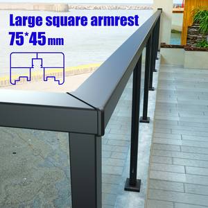 Barandilla de Balcón Moderna de Aleación de Aluminio con Apoyabrazos Cuadrado, Barandilla de Vidrio, Diseño Simple y Elegante - Product Image 3