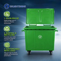 Poubelle à pédale en métal personnalisée de 660 L, bac à déchets extérieur pour le recyclage, avec roues, pour hôtel, jardin, aéroport