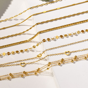 페니 쥬얼리 18K PVD 금도금 더블 중공 하트 초승달 별 펜던트 뱀 체인 스테인레스 스틸 발찌 트렌디 한 여성용 - Product Image 3