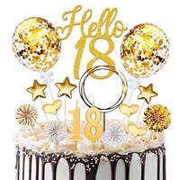 Ensemble de décorations de gâteau pour le 18e anniversaire, pour garçons et filles, 20 pièces, paillettes dorées, décorations de gâteau écologiques, bougies