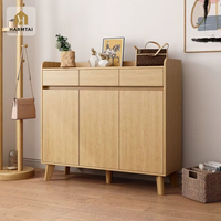 Meuble à chaussures HarmTai 3 tiroirs 3 portes, style scandinave, pour salon et entrée, rangement avec poignée dissimulée, 5 pieds, écologique, pour couloir