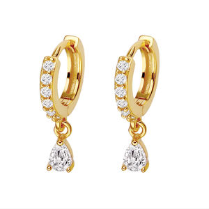 Pendientes colgantes personalizados Huggies diseño <span class=keywords><strong>de</strong></span> marca pendiente <span class=keywords><strong>de</strong></span> gota <span class=keywords><strong>de</strong></span> agua chapado en oro <span class=keywords><strong>de</strong></span> 18K para mujer - Product Image 1