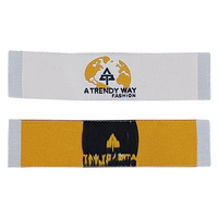 Étiquettes de vêtements tissées personnalisées, ruban lavable avec bord découpé au laser et pliage des extrémités pour sacs, étiquettes de marque pour vêtements