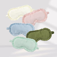Masker Mata Sutra Mulberry 100% dengan Renda, Pinggiran Berumbai, Tali Tipis, Logo Bordir, Desain Blackout, Menutup Mata