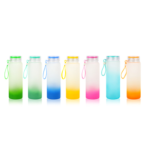 Botella <span class=keywords><strong>de</strong></span> <span class=keywords><strong>agua</strong></span> <span class=keywords><strong>de</strong></span> vidrio mate, botella <span class=keywords><strong>de</strong></span> <span class=keywords><strong>agua</strong></span> <span class=keywords><strong>de</strong></span> 500 ml, sublimación en blanco, esmerilado, Color degradado, soda, cerveza - Product Image 2