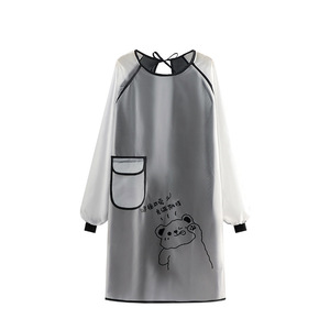 Delantal de TPU de manga larga, impermeable, reversible, para cocinar, uso diario, diseño de dibujos animados y con toallita para limpiar las manos. - Product Image 5