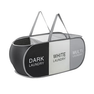 ตะกร้าผ้าแบบพับได้ D5312 ประหยัดพื้นที่ 3 ช่อง ความจุขนาดใหญ่ พร้อมหูหิ้วเสริมความแข็งแรง - Product Image 4