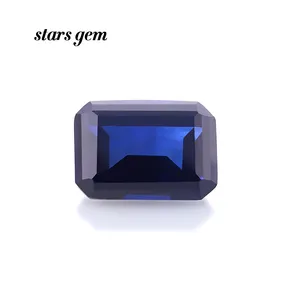 Wuzhou Starsgem Lab Выращенный синий сапфир Изумрудный багет Step cut Lab Sapphire