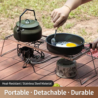 Support de barbecue pliable portable en acier inoxydable, grille rectangulaire pour réchaud de camping, cadre en maille pour cuisson en extérieur