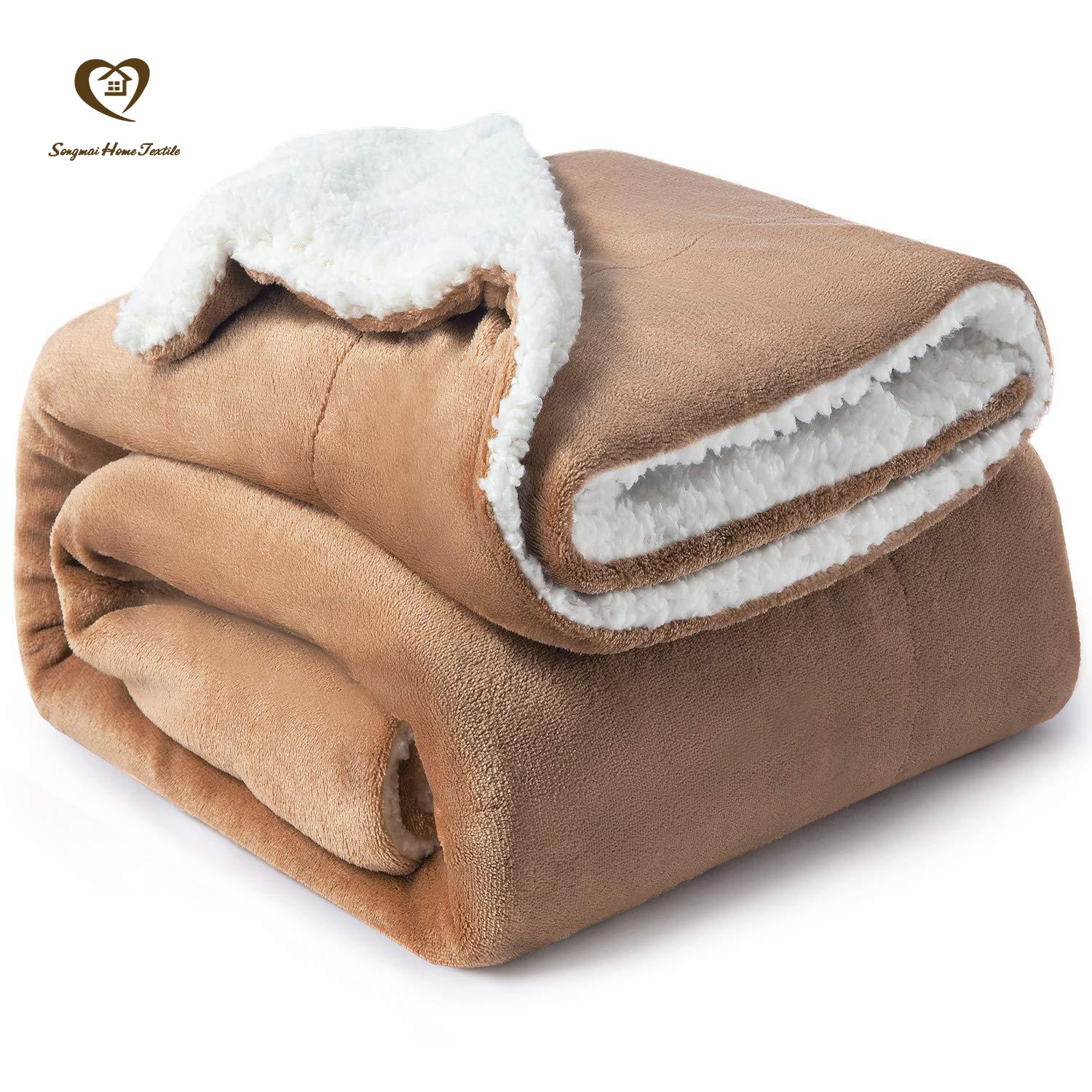 Shaoxing Songmai tessuti per la casa tiro in pile lana Sherpa coperte per l'inverno peluche coperte personalizzate pianura