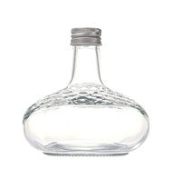 Bouteille en verre pour vin de fruits et boissons, forme globe rond en relief, grande capacité (250ml, 350ml, 500ml), avec bouchon à vis en aluminium