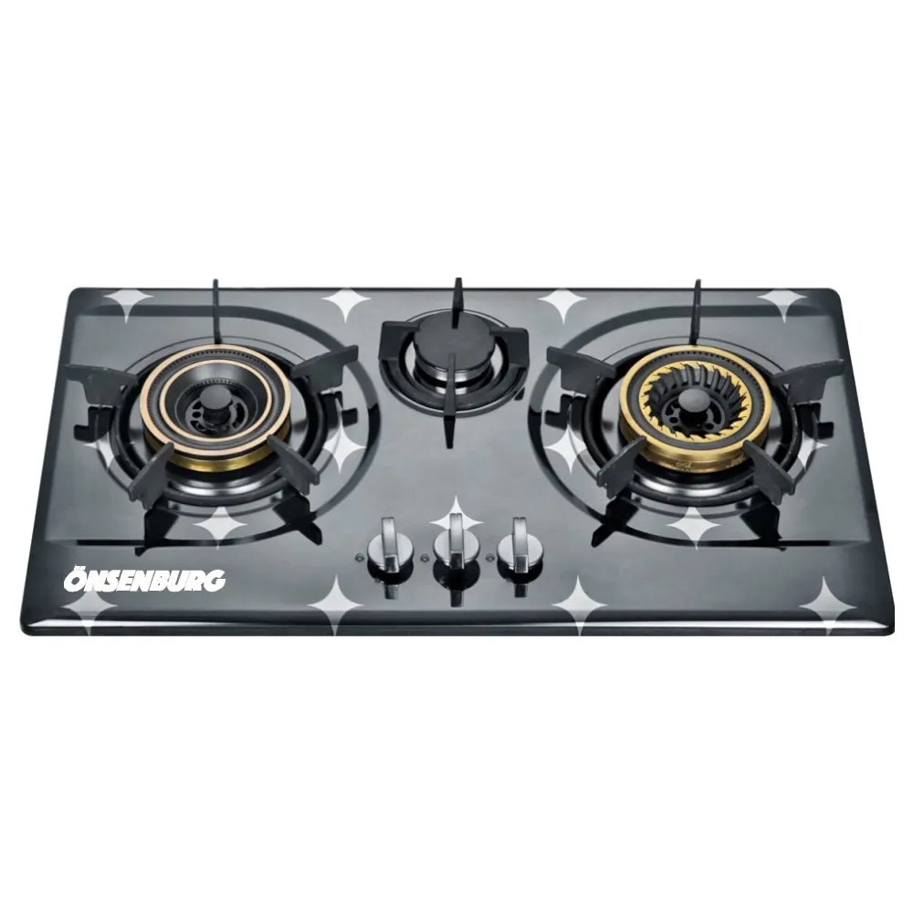 Commercial Gas Burner 3 Burner Customizable Panel Stainless Steel Recessed Gas Stove