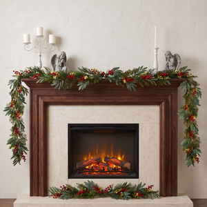 Christmas <b>Pine</b> Needle And Rattan Garland 100cm 200cm Artificial Door Hanging Decoration For Holiday <b>Table</b> Decor - Product Image 2