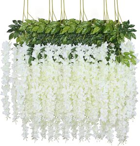 Lot de 12 magnifiques fleurs artificielles de glycine en soie à suspendre pour plafond, idéales pour les mariages - Vente Flash - Product Image 5
