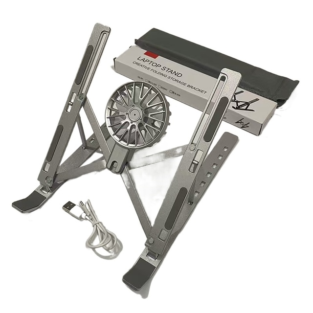 Laptop Tablet Foldable Adjustable Height Fan Cooling Bracket Support Frame Cooler Cooling Aluminum Alloy Portable Stand