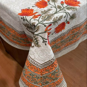 Tendance À La Main Rectangle Nappe Rajasthani Imprimer Nappe Floral Bloc Imprimer Nappe Décoratif Coton Table Couverture - Product Image 1
