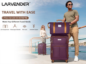 Set di Valigie <span class=keywords><strong>3</strong></span> Pezzi (20/24/28 Pollici) - Trolley Morbido con Ruote Girevoli, Bagaglio da Viaggio Elegante e alla Moda - Product Image 4