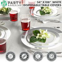 PARTY BESGAINS 54 "X 108" 3 plis papier étanche à l'humidité écologique jetable moderne Table couvre ensemble de vaisselle blanc