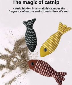 Commercio all'ingrosso di lino pesce erba gatta giocattolo interattivo per animali domestici giocattolo da masticare erba gatta peluche moto gatto giocattoli - Product Image 3