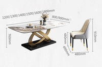 Ensemble de table à manger moderne en marbre italien avec base en acier inoxydable et 10 chaises pour usage en restaurant