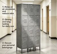 Casier de rangement en acier doré à 12 portes, idéal pour les gymnases, les écoles et les immeubles de bureaux