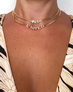 Collier à mailles cubaines Miami, bijoux personnalisés avec nom et date, 10 numéros, 26 initiales, DIY, 5mm