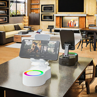 Altavoz Inalámbrico Portátil Giratorio 360 Grados con Soporte para Teléfono, Mini Batería Externa Flexible y Altavoz RGB