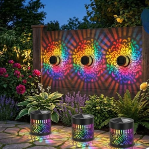 <b>Solar</b> Sunflower Projection Light Outdoor Waterproof Wall Mount Colorful Shadow Pattern Decor <b>Lamp</b> for Patio Fence Garden - Product Image 2