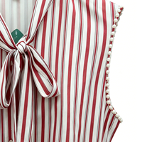 Robe chemise boutonnée sans manches pour femme, à rayures imprimées numériquement, avec ceinture, respirante, coupe classique, décontractée, pour le bureau et le quotidien, longueur genou, en satin