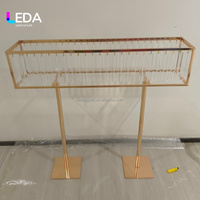 Centres de table de mariage, bougeoirs, perles, support à fleurs en cristal doré pour la décoration de fête et de la maison