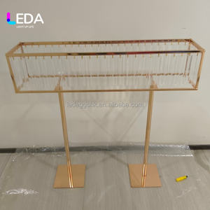 Centres de table de mariage, bougeoirs, perles, support à fleurs en cristal doré pour la décoration de fête et de la maison - Product Image 5