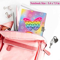 Journal intime avec clé pour fille, motif papillon pop, couverture rigide, pour enfants