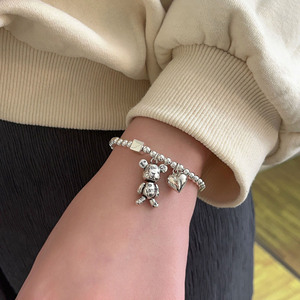 Bracelet en argent Sterling S925 pour femmes, bijoux à breloques en forme de cœur, cadeau, accessoire de mode - Product Image 2