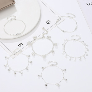 Tobillera de Aleación Minimalista Estilo Europeo-Americano con Piedra Natural, Diseño Geométrico de Estrella Inspirado en Corea, a la Moda para Mujer - Product Image 4