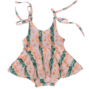 GA-12 OEM/ODM Vestido de Verano para Bebé con Tirantes Ajustables, Estampado de Leopardo, Peplum con Cuerda, Tejido de Algodón RIB para Niñas - Product Image 1