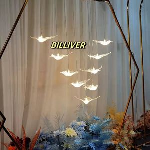 Décoration de mariage 10 têtes lustres d'oiseaux volants lumineux transparents pour hôtel salle de mariage décoration lumières en gros - Product Image 3